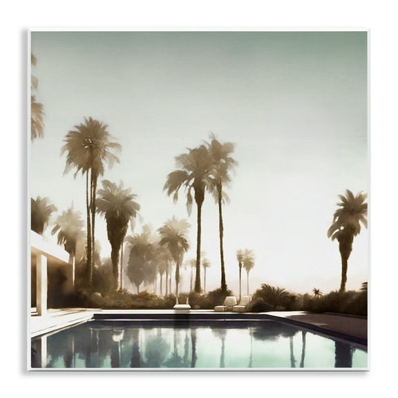 Stupell Industries Dreamy Pool & Palm Trees Abstract Painting Unframed Art Print Wall Art, 12 x 12