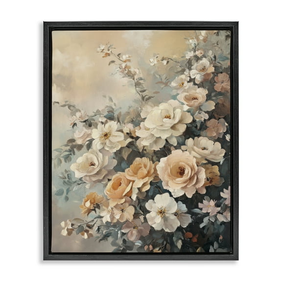 Stupell Industries Dreamy Rosy Florals Plants & Flowers Painting Black Floater Framed Canvas Art Print Wall Art, 17 x 21