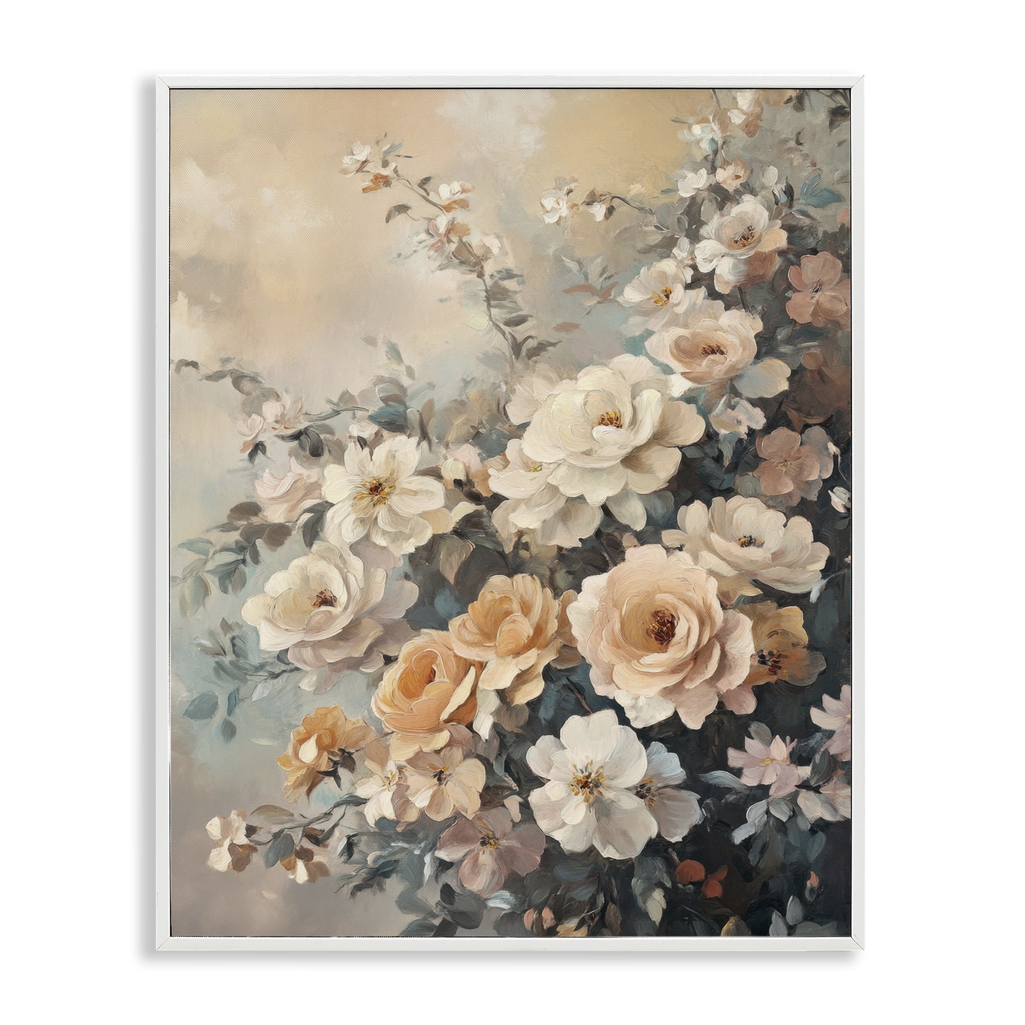 Stupell Industries Dreamy Rosy Florals Plants & Flowers Painting White Framed Art Print Wall Art, 16 x 20