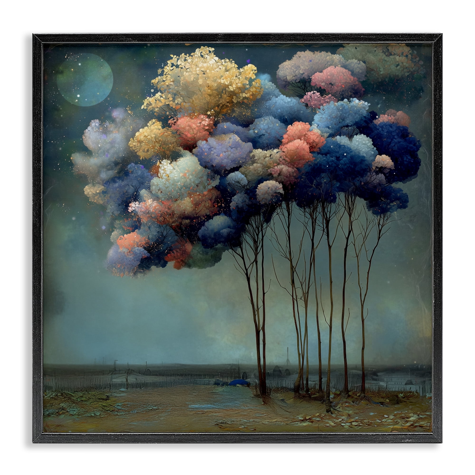 Stupell Industries Dreamy Sky Trees Surrealism Black Framed Giclee Art, design by Annabelle Hall