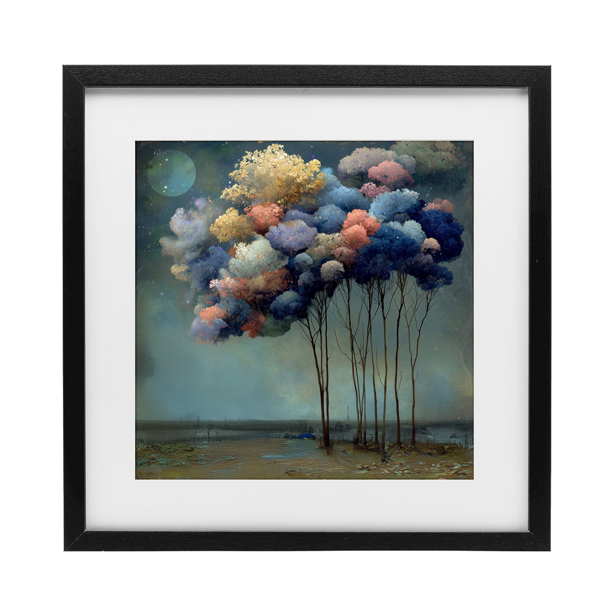Stupell Industries Dreamy Sky Trees Surrealism Black Framed Print Under Glass, design by Annabelle Hall