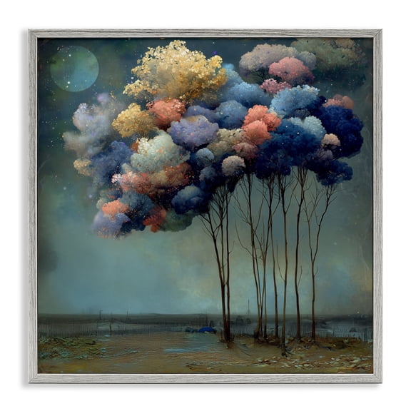 Stupell Industries Modern Dreamy Sky Trees Surrealism Gray Framed Giclee Art, 12 x 12, by Annabelle Hall
