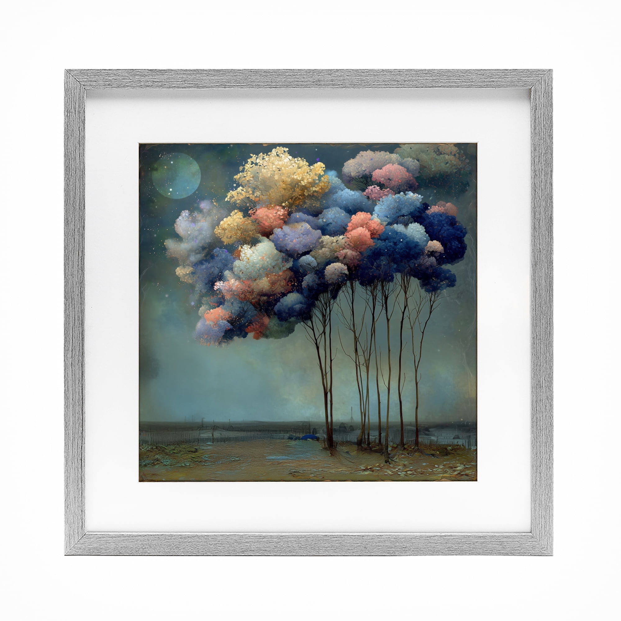 Stupell Industries Dreamy Sky Trees Surrealism Gray Framed Print Under Glass, design by Annabelle Hall