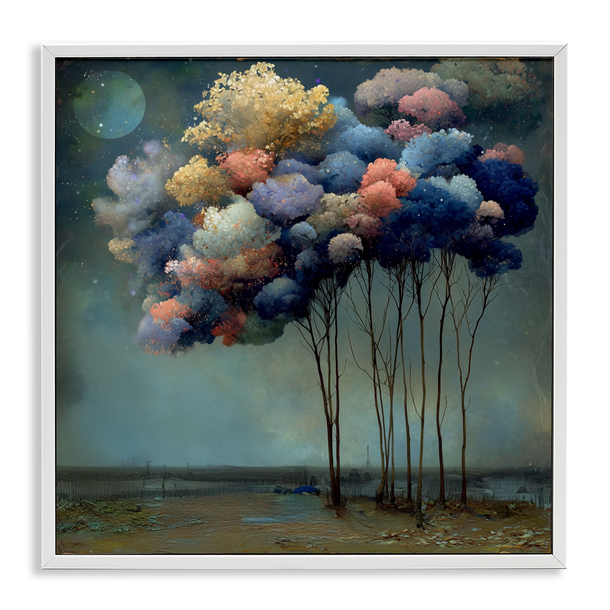 Stupell Industries Dreamy Sky Trees Surrealism White Framed Giclee Art, design by Annabelle Hall