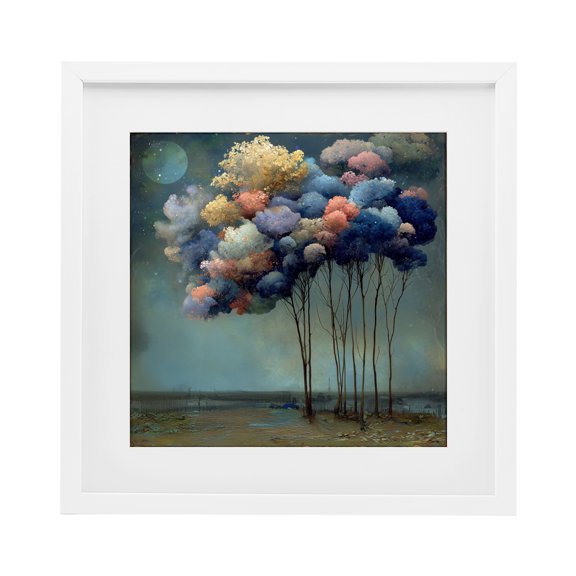Stupell Industries Modern Dreamy Sky Trees Surrealism White Framed Print Under Glass, 16 x 16, by Annabelle Hall