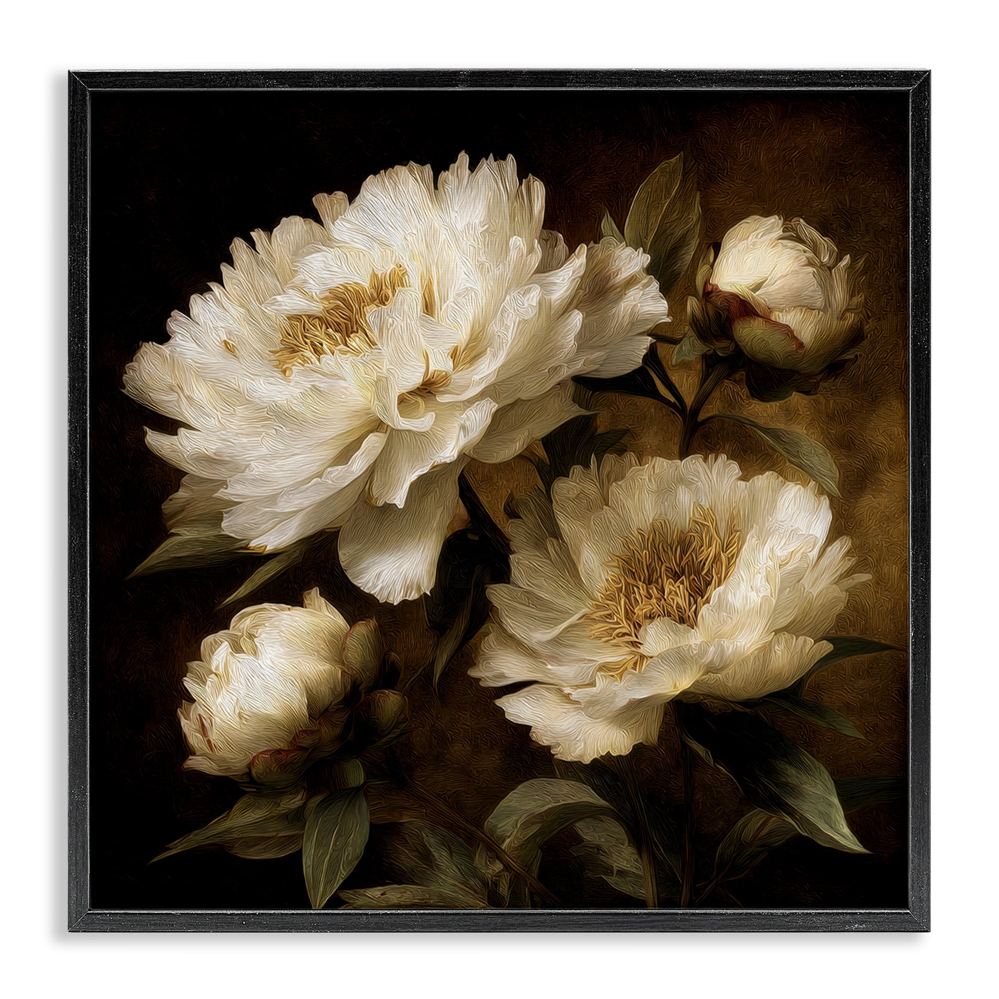 Stupell Industries Dreamy Vintage Peony Elegance Black Framed Giclee Art, design by Petal Prints Design