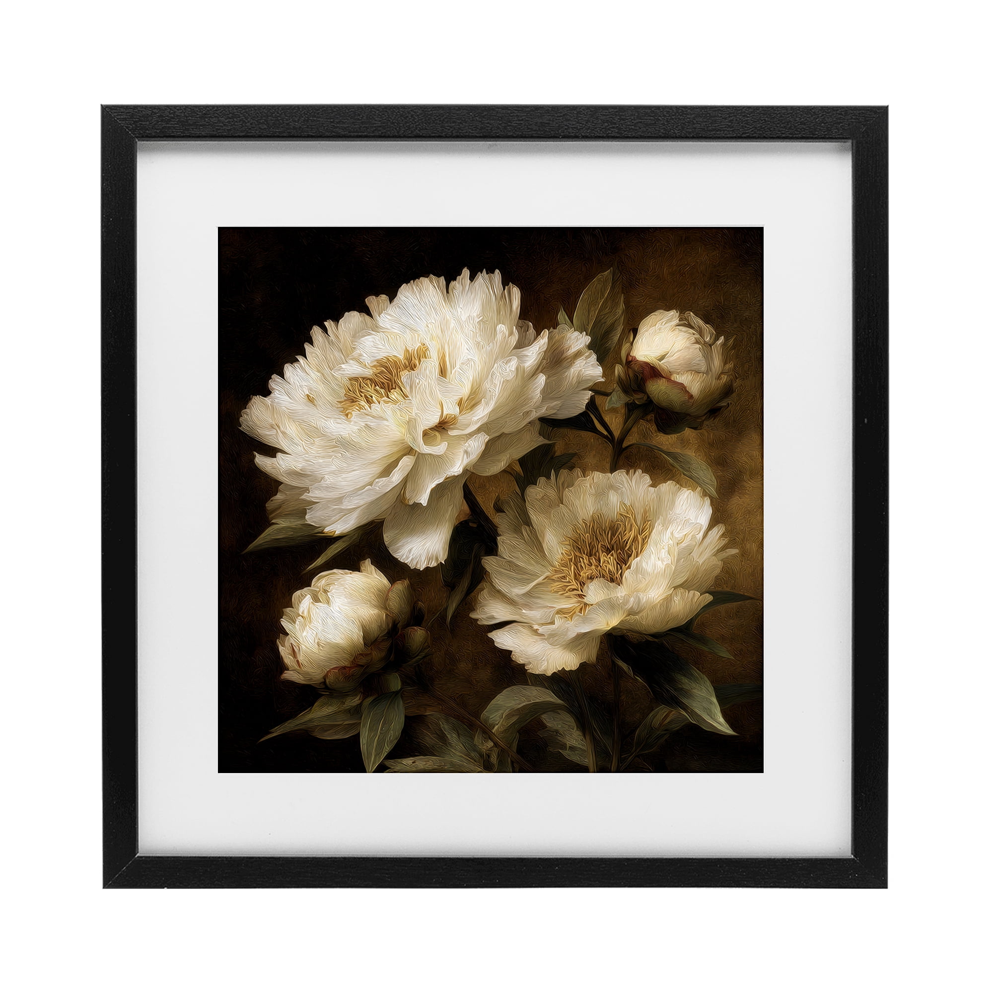 Stupell Industries Dreamy Vintage Peony Elegance Black Framed Print Under Glass, design by Petal Prints Design