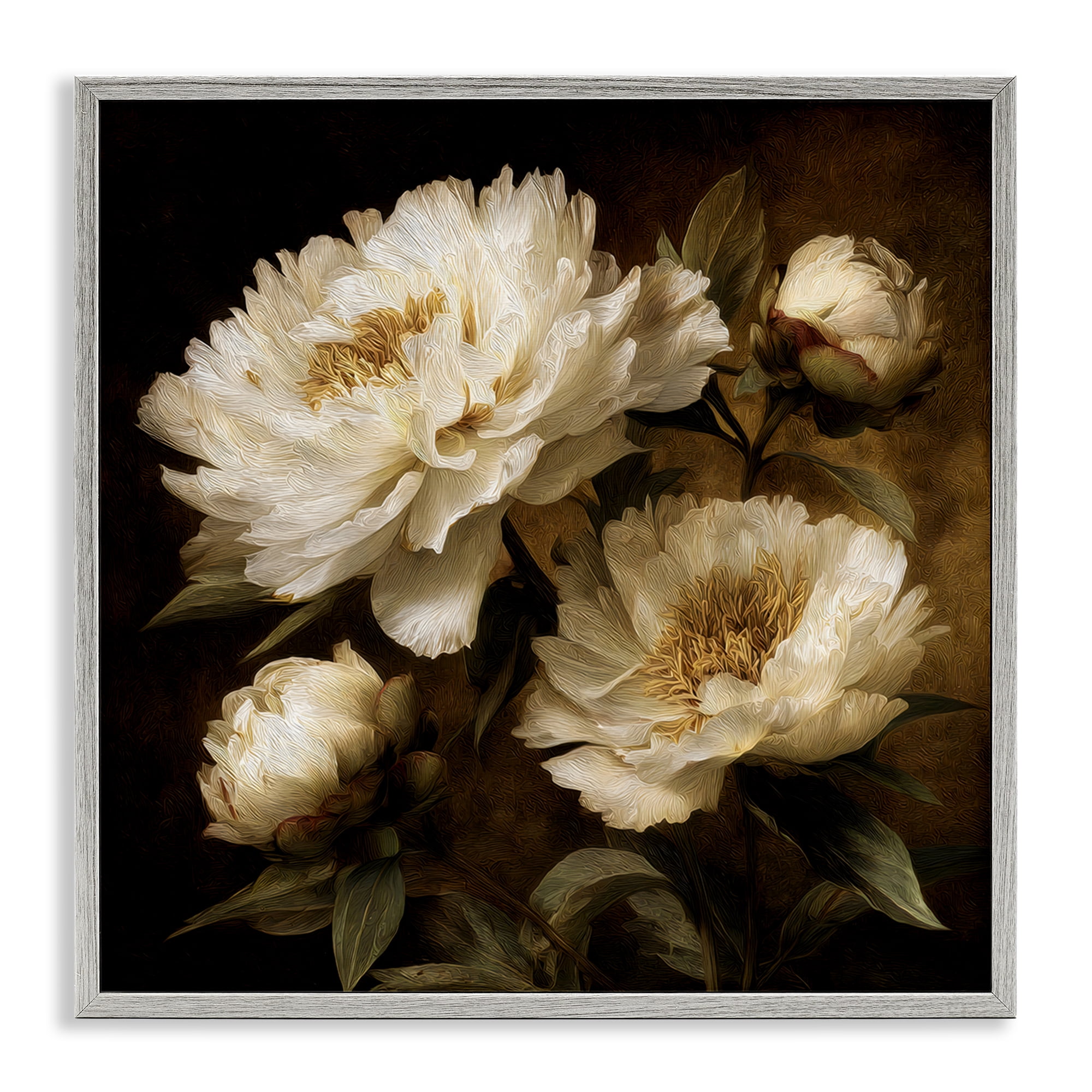 Stupell Industries Dreamy Vintage Peony Elegance Gray Framed Giclee Art, design by Petal Prints Design