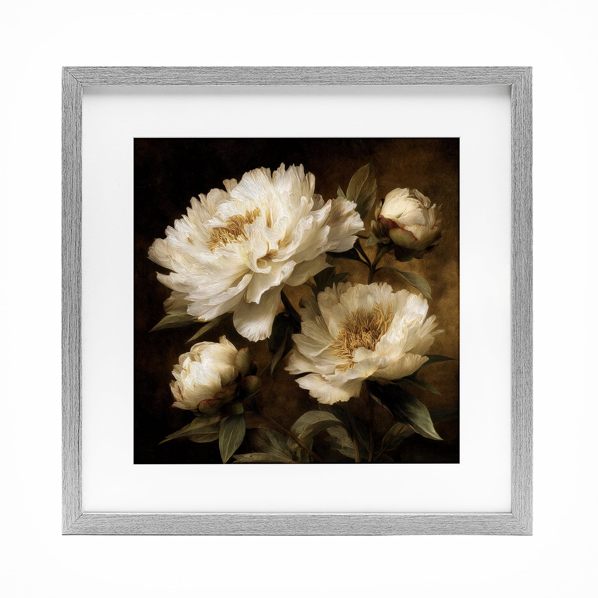 Stupell Industries Dreamy Vintage Peony Elegance Gray Framed Print Under Glass, design by Petal Prints Design