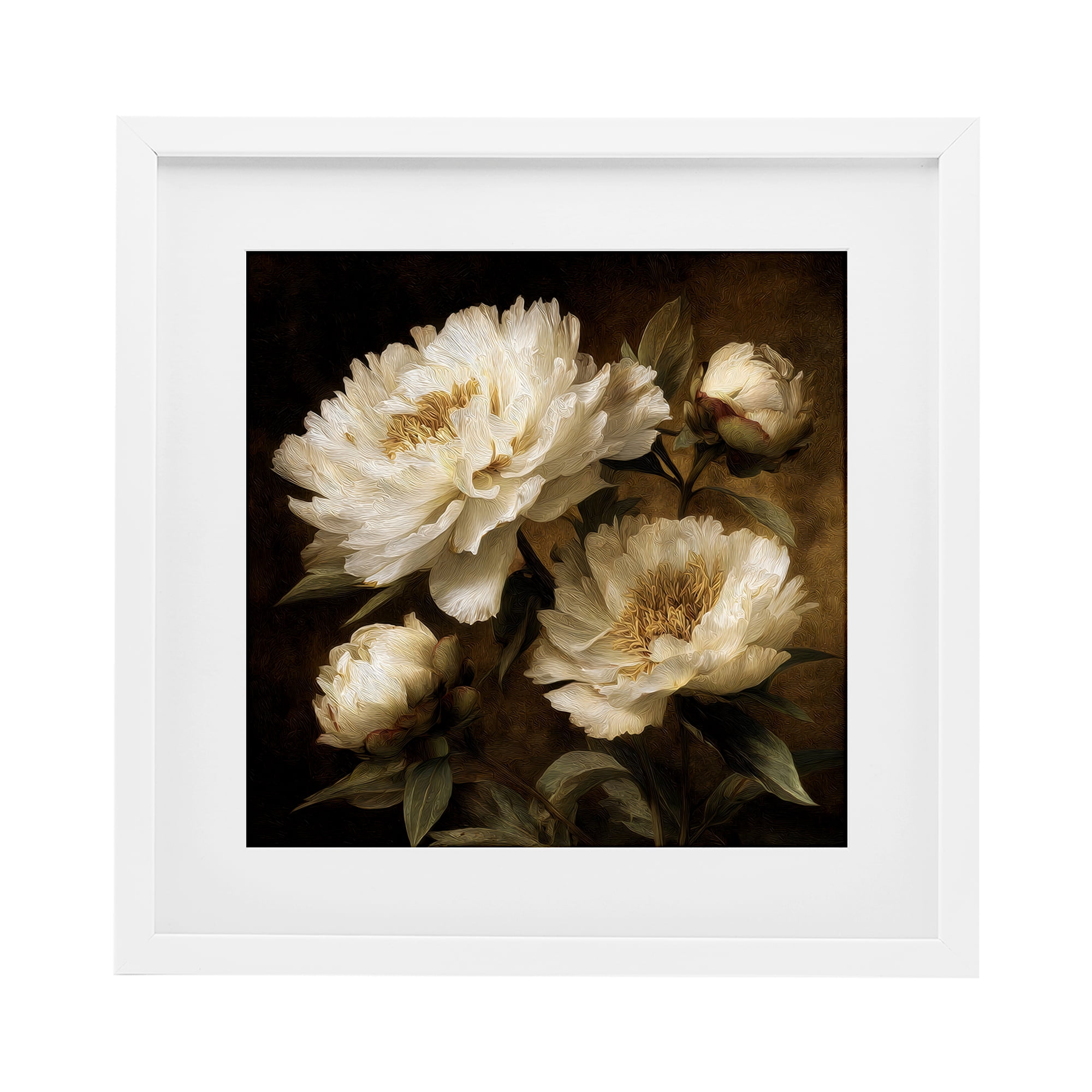 Stupell Industries Dreamy Vintage Peony Elegance White Framed Print Under Glass, design by Petal Prints Design