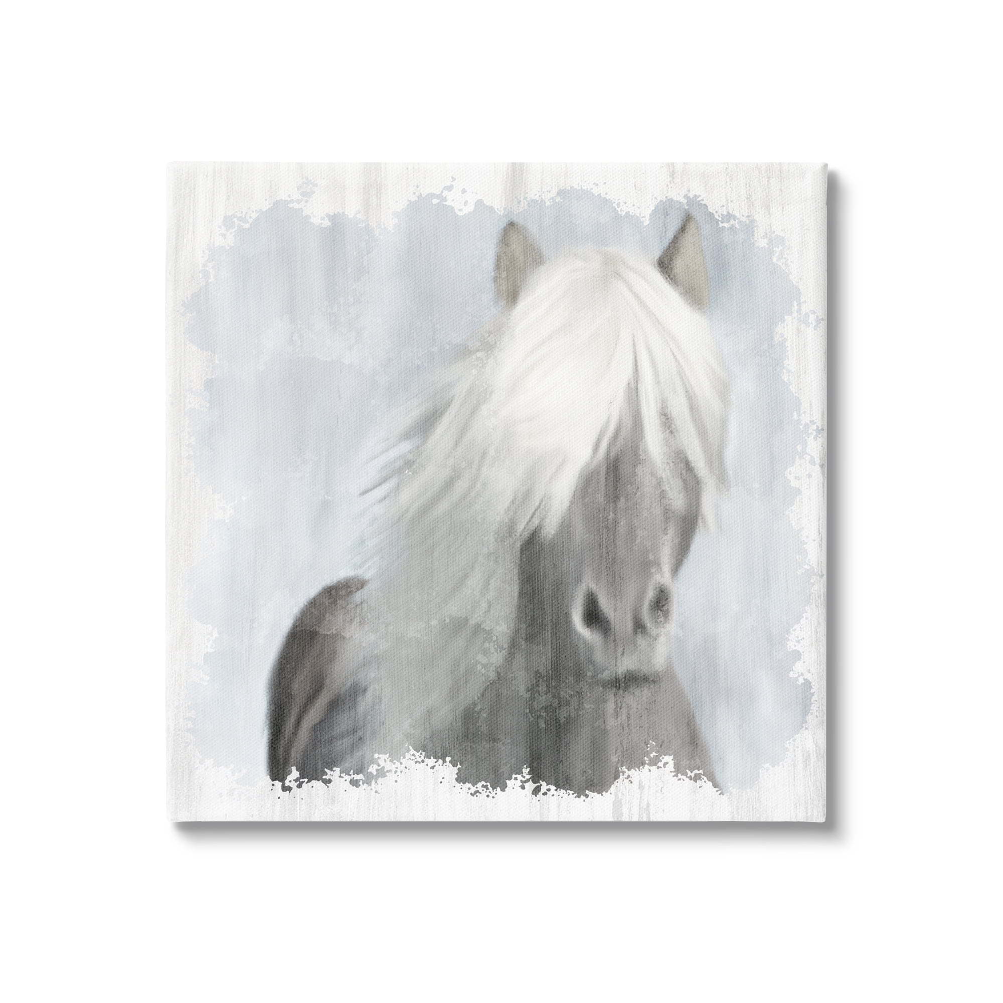 Stupell Industries Dreamy White Mane Horse Rustic Farmland Paintings Gallery-Wrapped Canvas Print Wall Art, 36x36, by Kim Allen