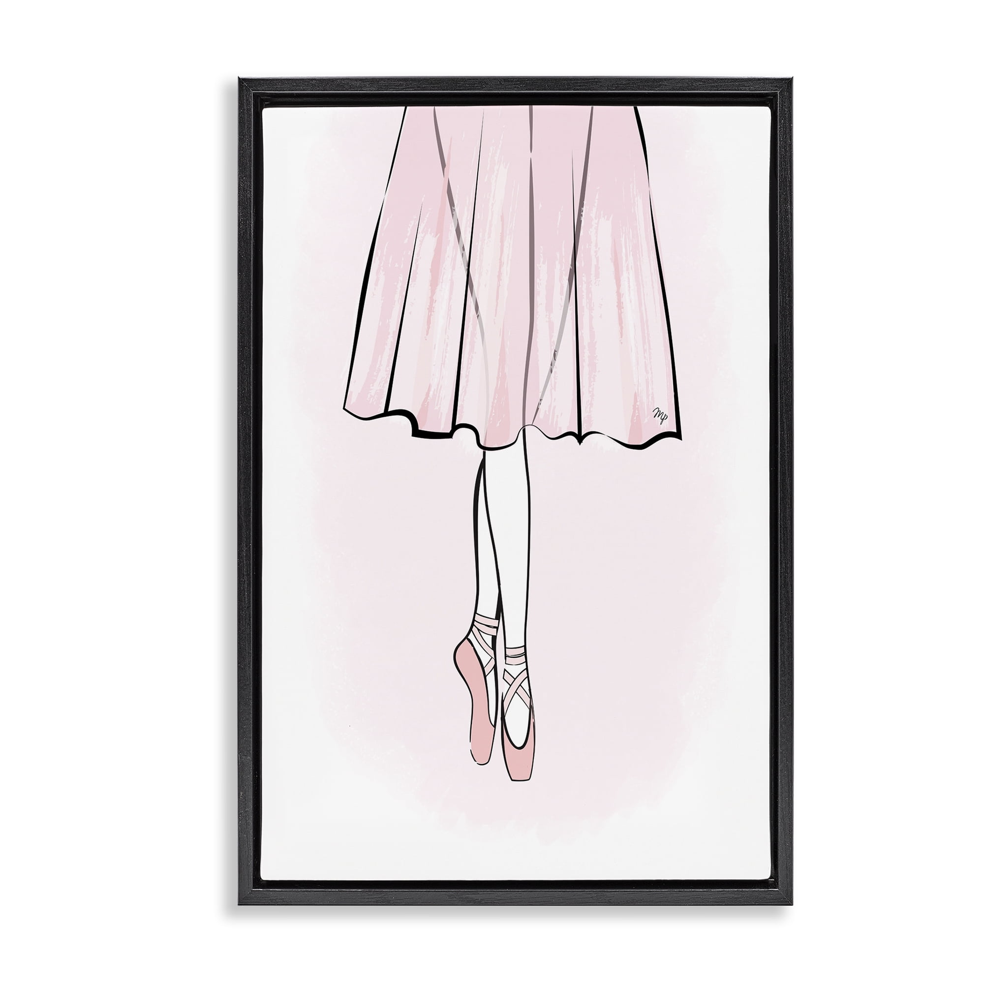 Stupell Industries Dress & Ballet Shoes Beauty & Fashion Painting Black Floater Framed Art Print Wall Art, 17 x 25