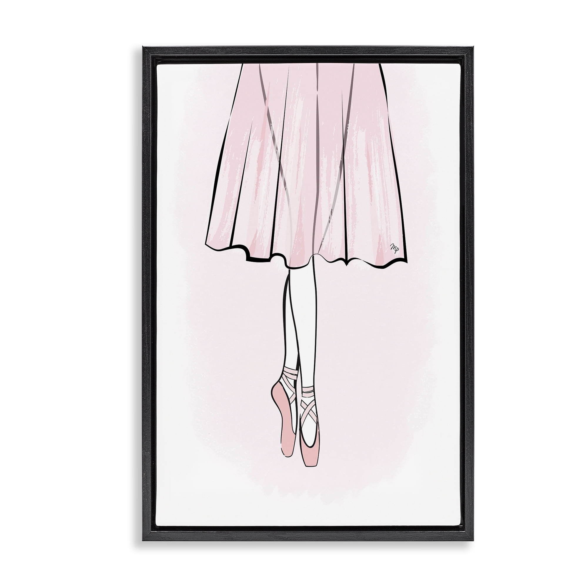 Stupell Industries Dress & Ballet Shoes Beauty & Fashion Painting Black Floater Framed Art Print Wall Art, 21 x 31