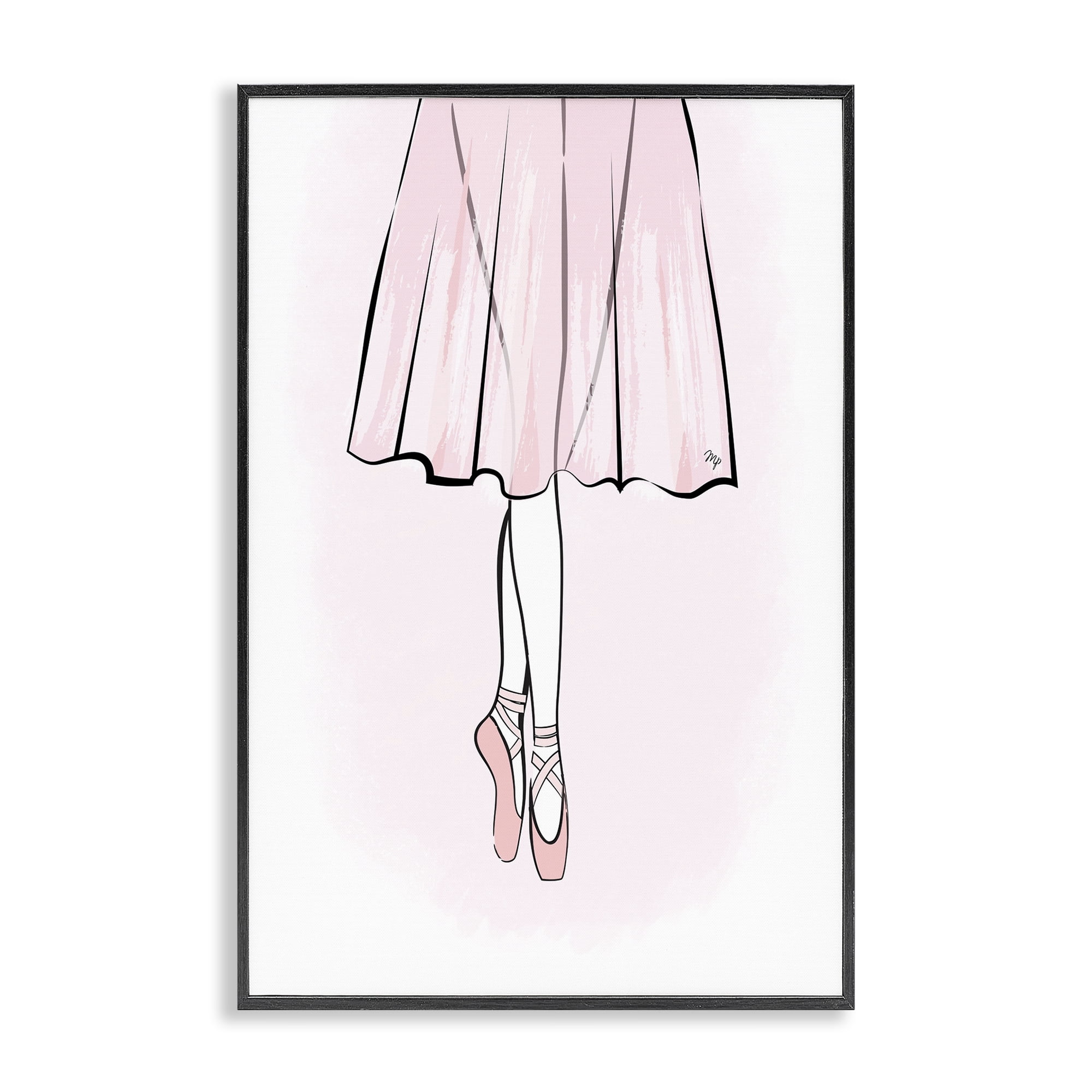 Stupell Industries Dress & Ballet Shoes Beauty & Fashion Painting Black Framed Art Print Wall Art, 12 x 18