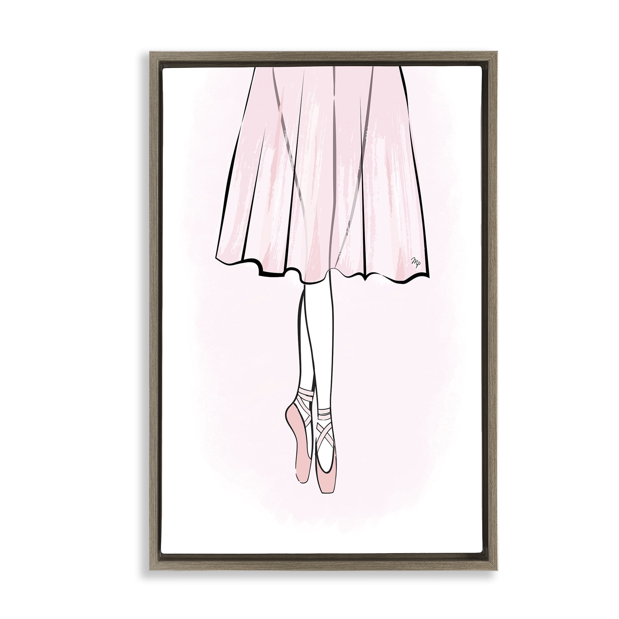 Stupell Industries Dress & Ballet Shoes Beauty & Fashion Painting Brown Floater Framed Art Print Wall Art, 17 x 25