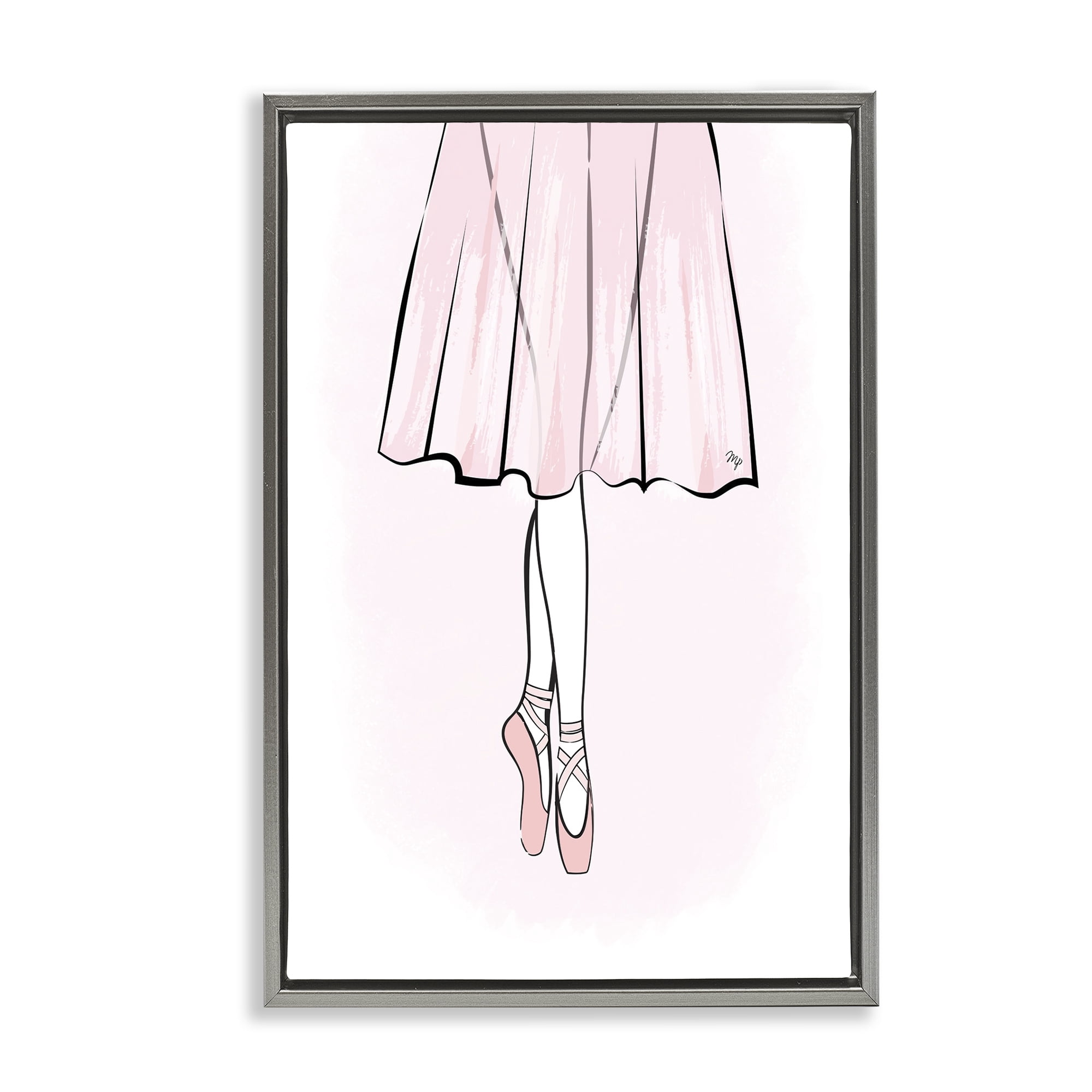 Stupell Industries Dress & Ballet Shoes Beauty & Fashion Painting Gray Floater Framed Art Print Wall Art, 17 x 25