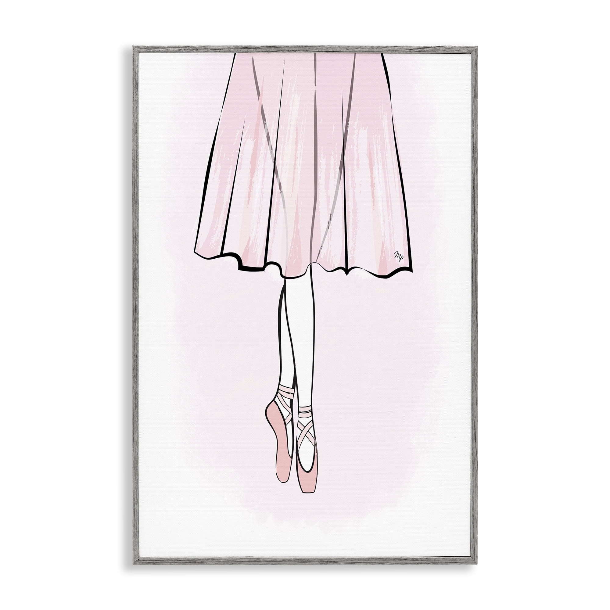 Stupell Industries Dress & Ballet Shoes Beauty & Fashion Painting Gray Framed Art Print Wall Art, 20 x 30