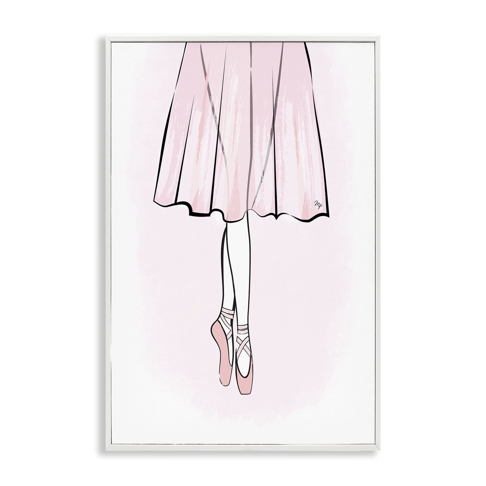 Stupell Industries Dress & Ballet Shoes Beauty & Fashion Painting White Framed Art Print Wall Art, 12 x 18