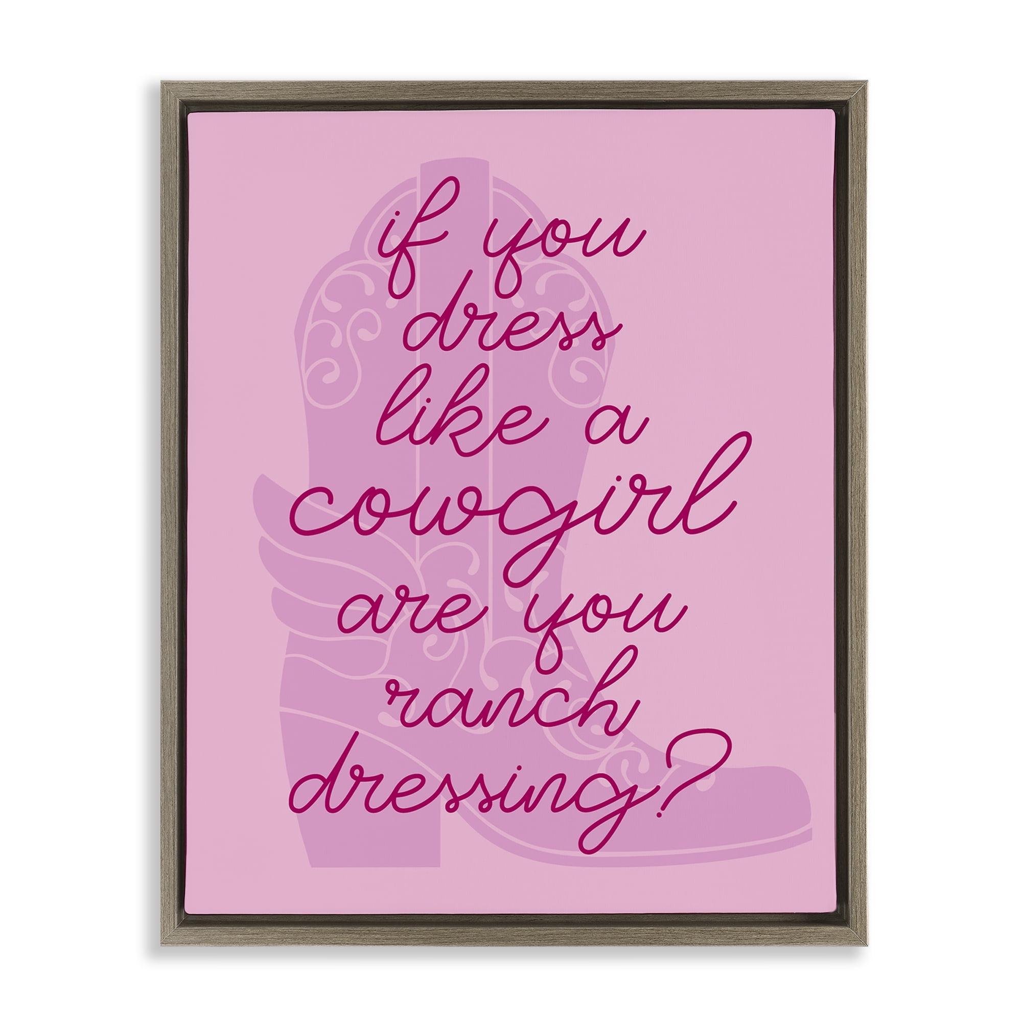 Stupell Industries Dress Like a Cowgirl Beauty & Fashion Painting Brown Floater Framed Art Print Wall Art, 17 x 21