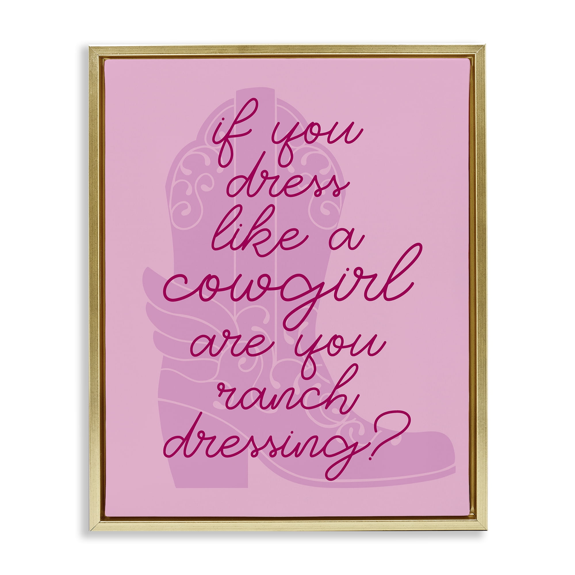 Stupell Industries Dress Like a Cowgirl Beauty & Fashion Painting Gold Floater Framed Art Print Wall Art, 25 x 31