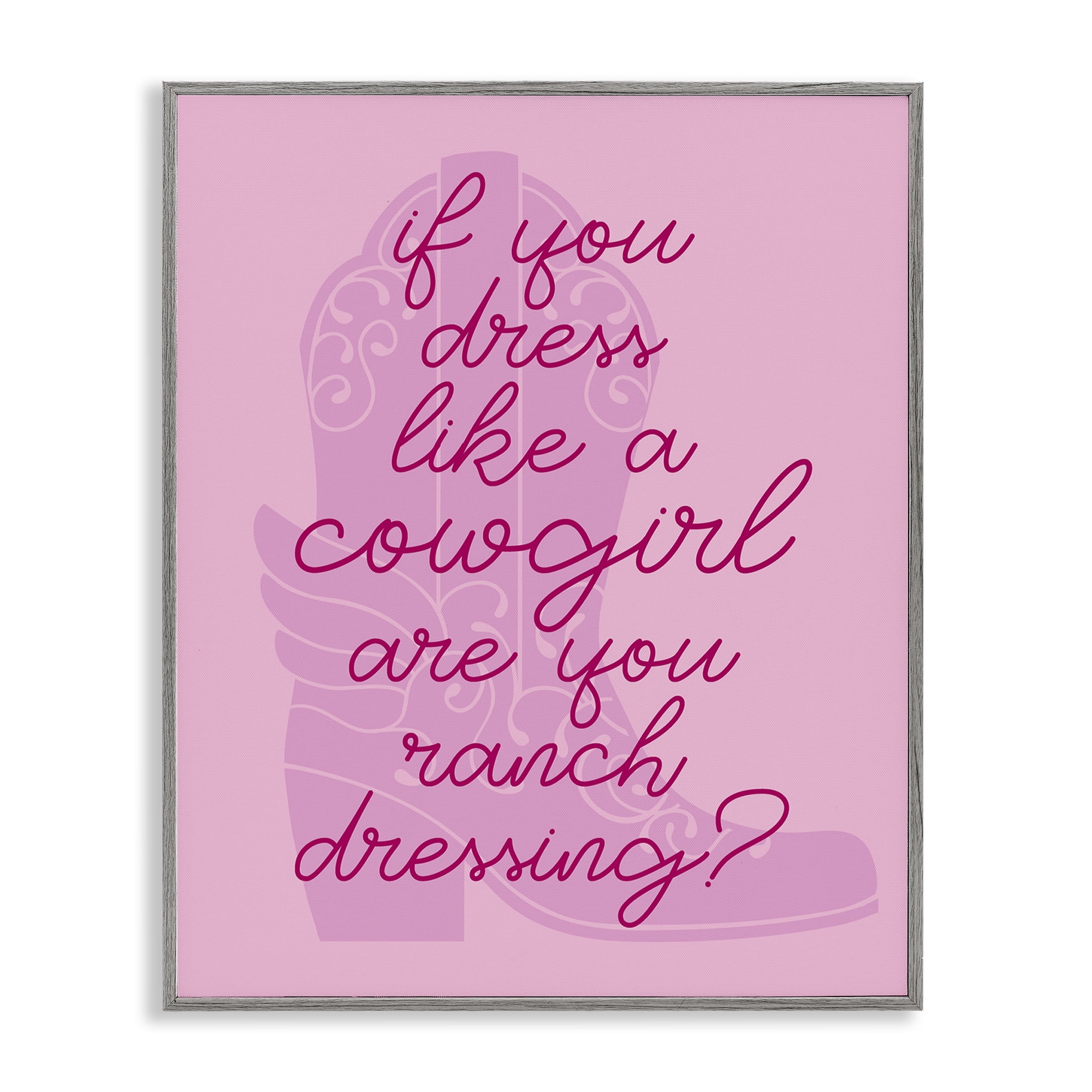 Stupell Industries Dress Like a Cowgirl Beauty & Fashion Painting Gray Framed Art Print Wall Art, 24 x 30