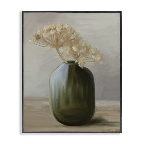Stupell Industries Farmhouse Dried Blooms in Green Vase Black Framed Giclee Art, 16 x 20, by House Fenway