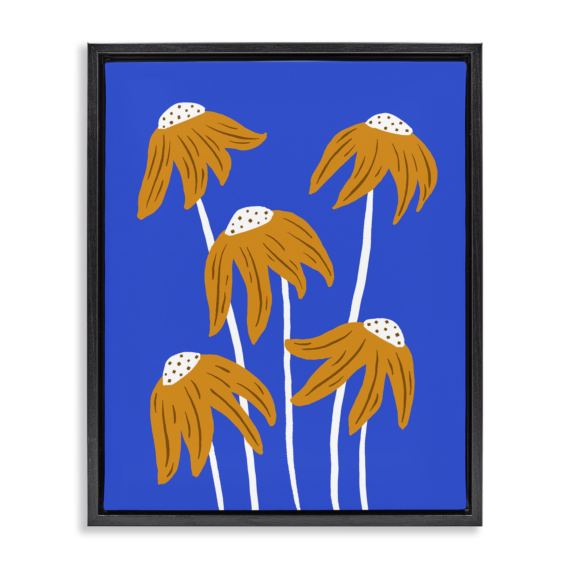 Stupell Industries Dried Sunflower Blooms Plants & Flowers Painting Black Floater Framed Canvas Art Print Wall Art, 25 x 31