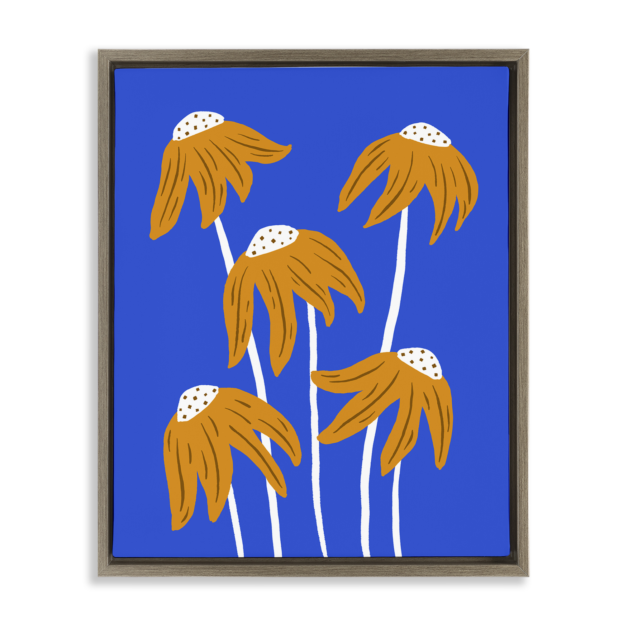 Stupell Industries Dried Sunflower Blooms Plants & Flowers Painting Brown Floater Framed Canvas Art Print Wall Art, 17 x 21