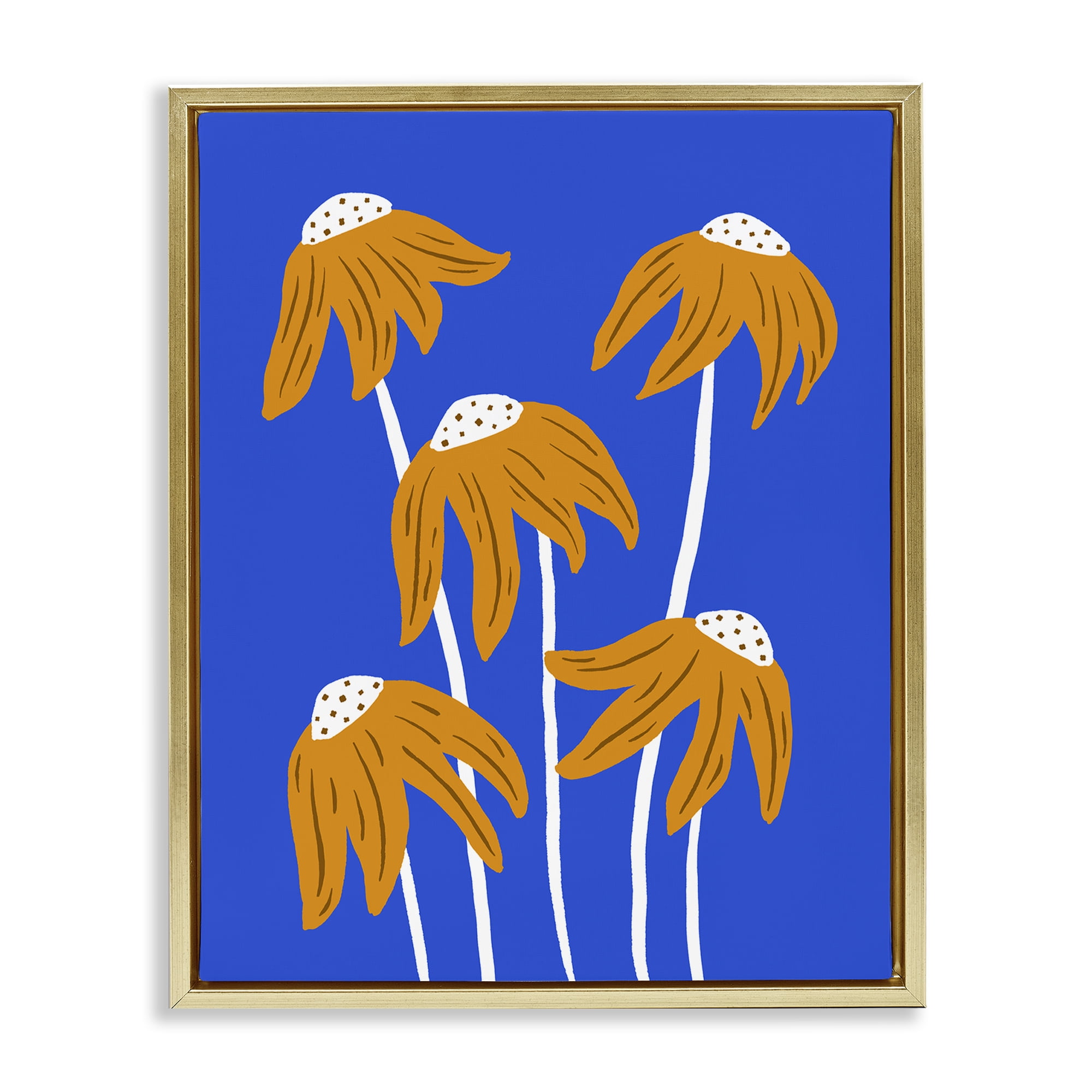 Stupell Industries Dried Sunflower Blooms Plants & Flowers Painting Gold Floater Framed Canvas Art Print Wall Art, 17 x 21