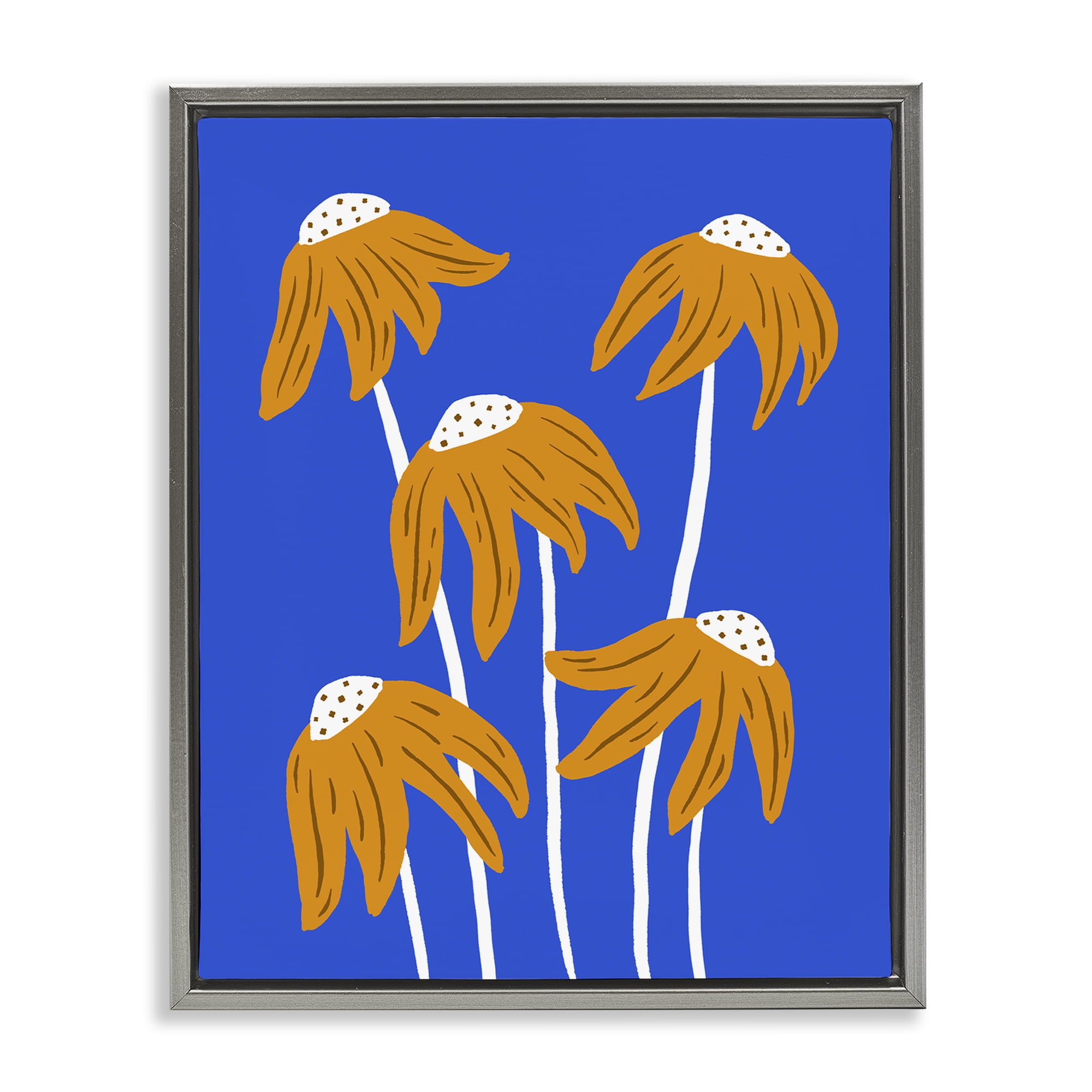 Stupell Industries Dried Sunflower Blooms Plants & Flowers Painting Gray Floater Framed Canvas Art Print Wall Art, 25 x 31
