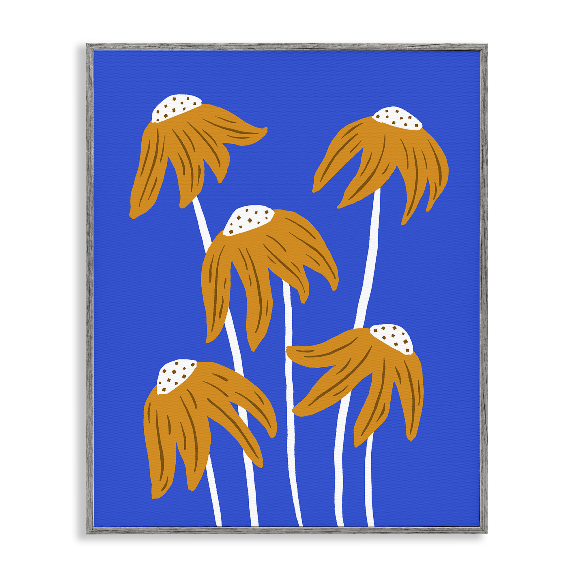 Stupell Industries Dried Sunflower Blooms Plants & Flowers Painting Gray Framed Art Print Wall Art, 11 x 14