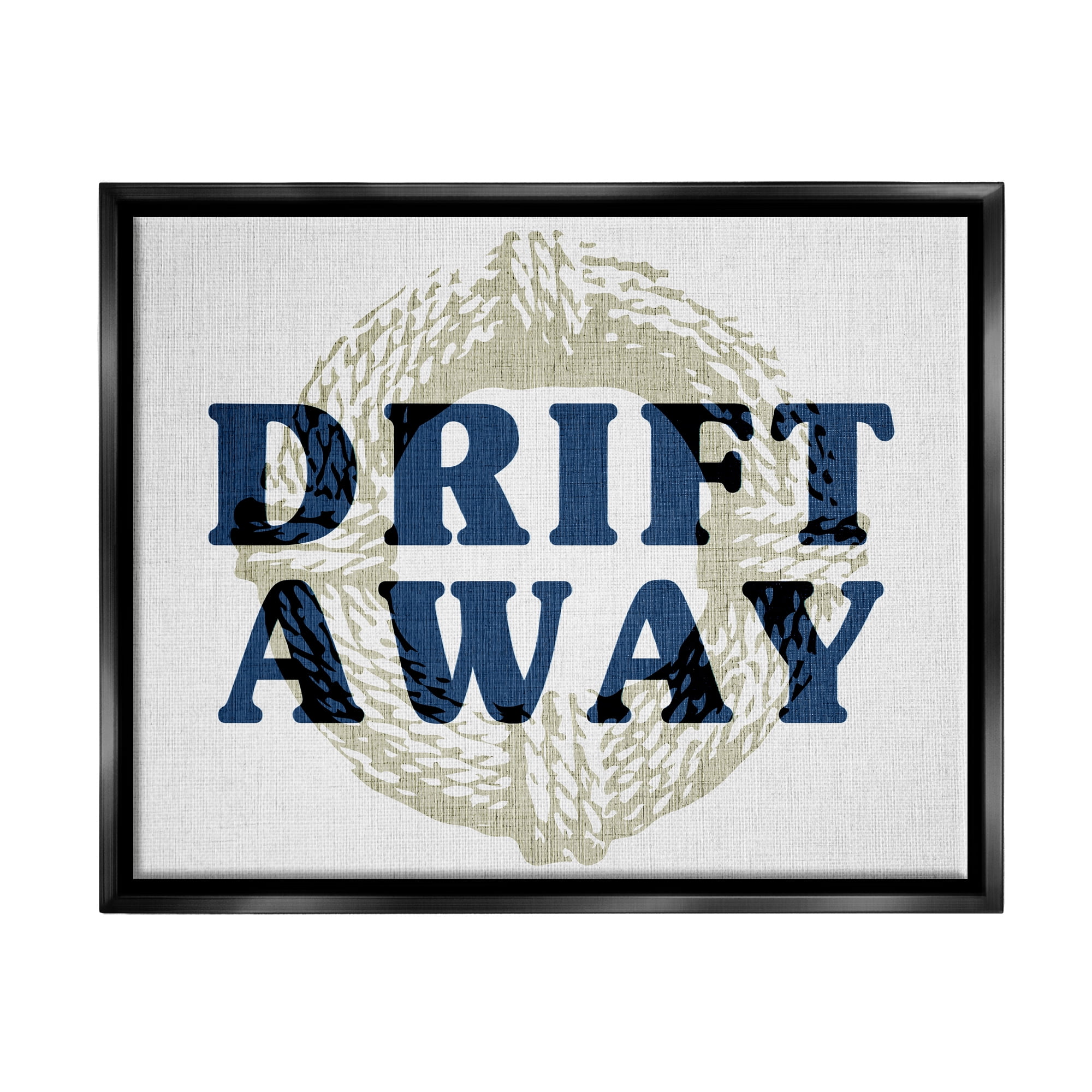 Stupell Industries Drift Away Maritime Phrase Nature Painting Black Floater Framed Canvas Art Print Wall Art, 31 x 25