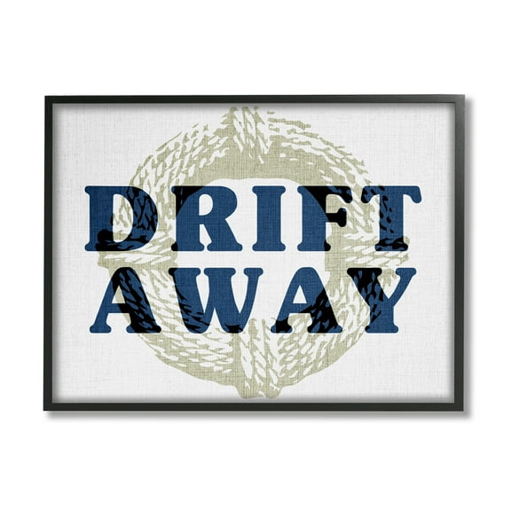 Stupell Industries Drift Away Maritime Phrase Nature Painting Black Framed Art Print Wall Art, 14 x 11