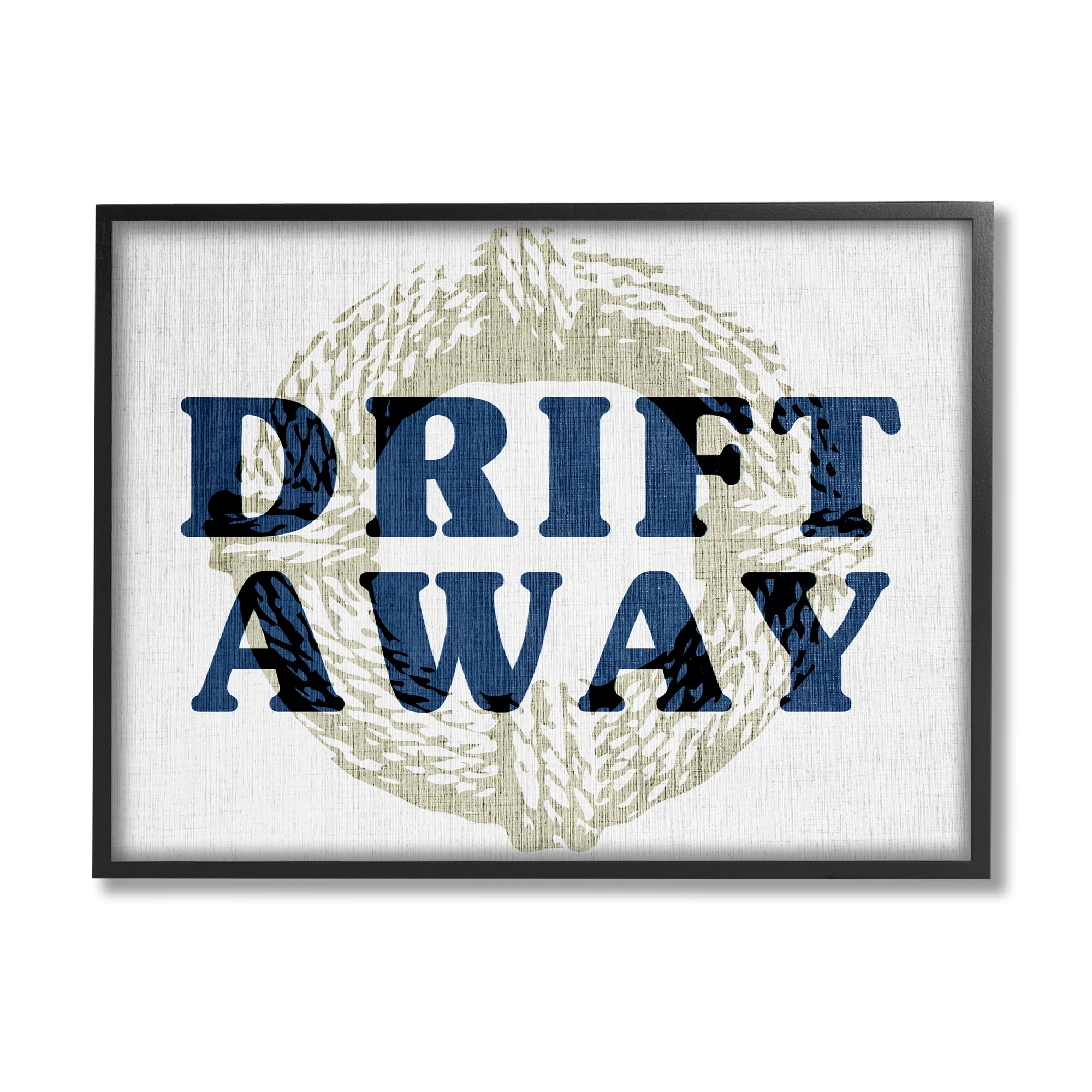 Stupell Industries Drift Away Maritime Phrase Nature Painting Black Framed Art Print Wall Art, 30 x 24