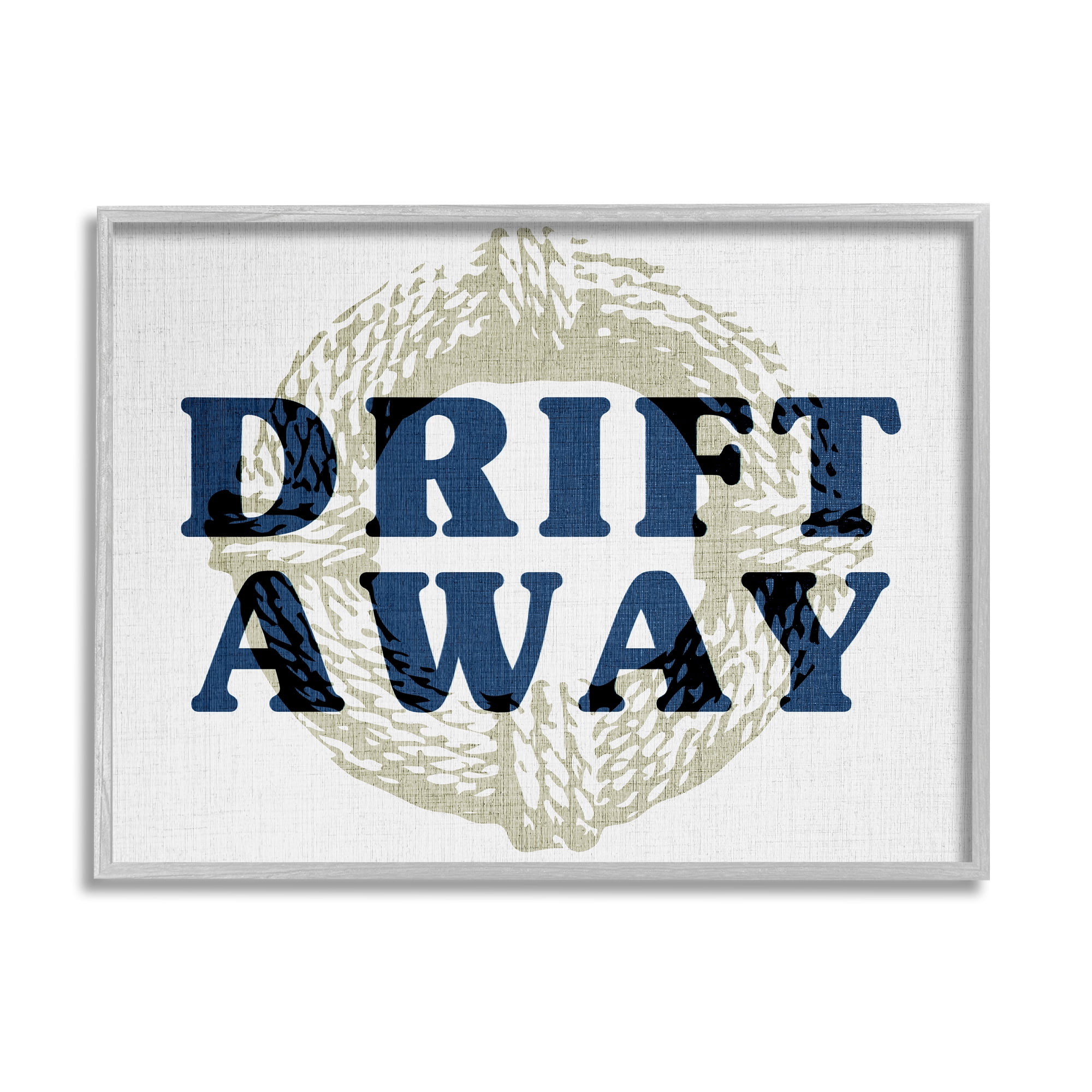 Stupell Industries Drift Away Maritime Phrase Nature Painting Gray Framed Art Print Wall Art, 14 x 11