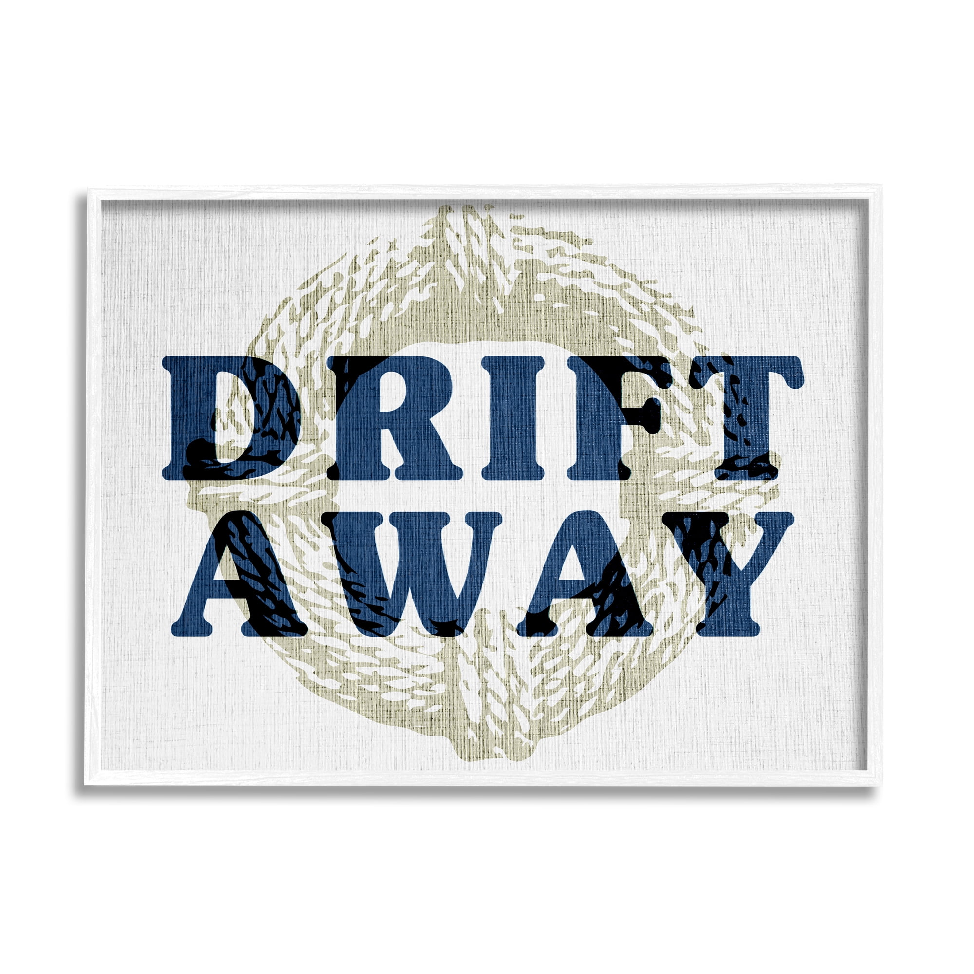 Stupell Industries Drift Away Maritime Phrase Nature Painting White Framed Art Print Wall Art, 30 x 24