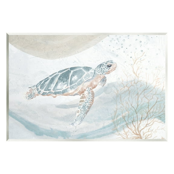 Stupell Industries Drifting Sea Turtle Serene Ocean Wave Atmosphere Painting Unframed Art Print Wall Art, Design by Patricia Pinto