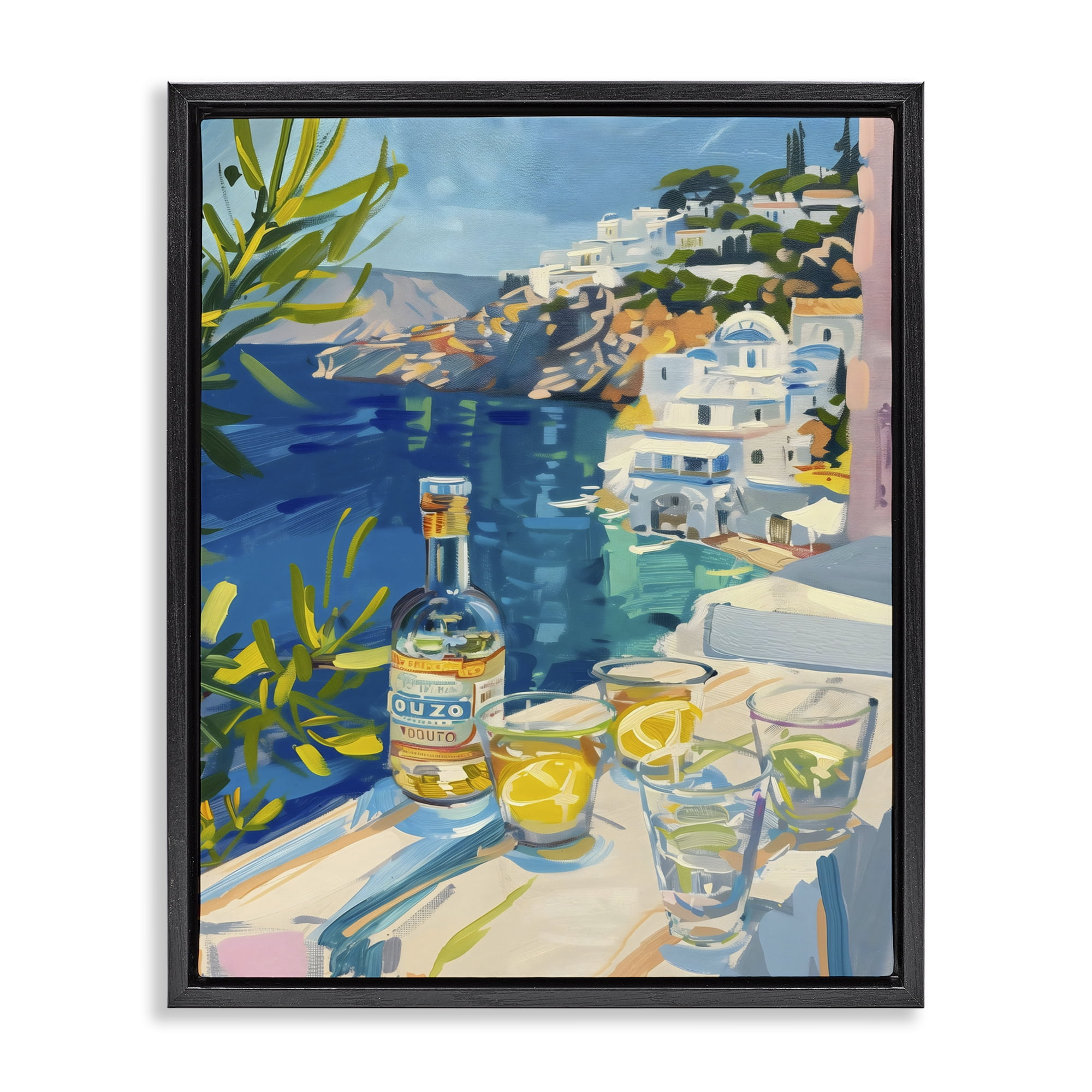 Stupell Industries Drink By The Sea Balcony Black Framed Floater Canvas Wall Art, design by The Prints Vibe