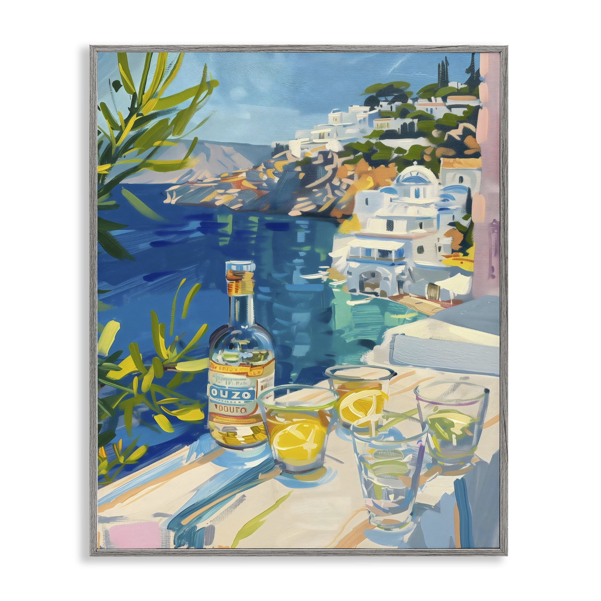 Stupell Industries Drink By The Sea Balcony Gray Framed Giclee Art, design by The Prints Vibe