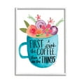 thumbnail image 1 of Stupell Industries Drink Coffee Do Things Phrase Blue Floral Mug Graphic Art White Framed Art Print Wall Art, 16x20, by Katie Doucette, 1 of 7