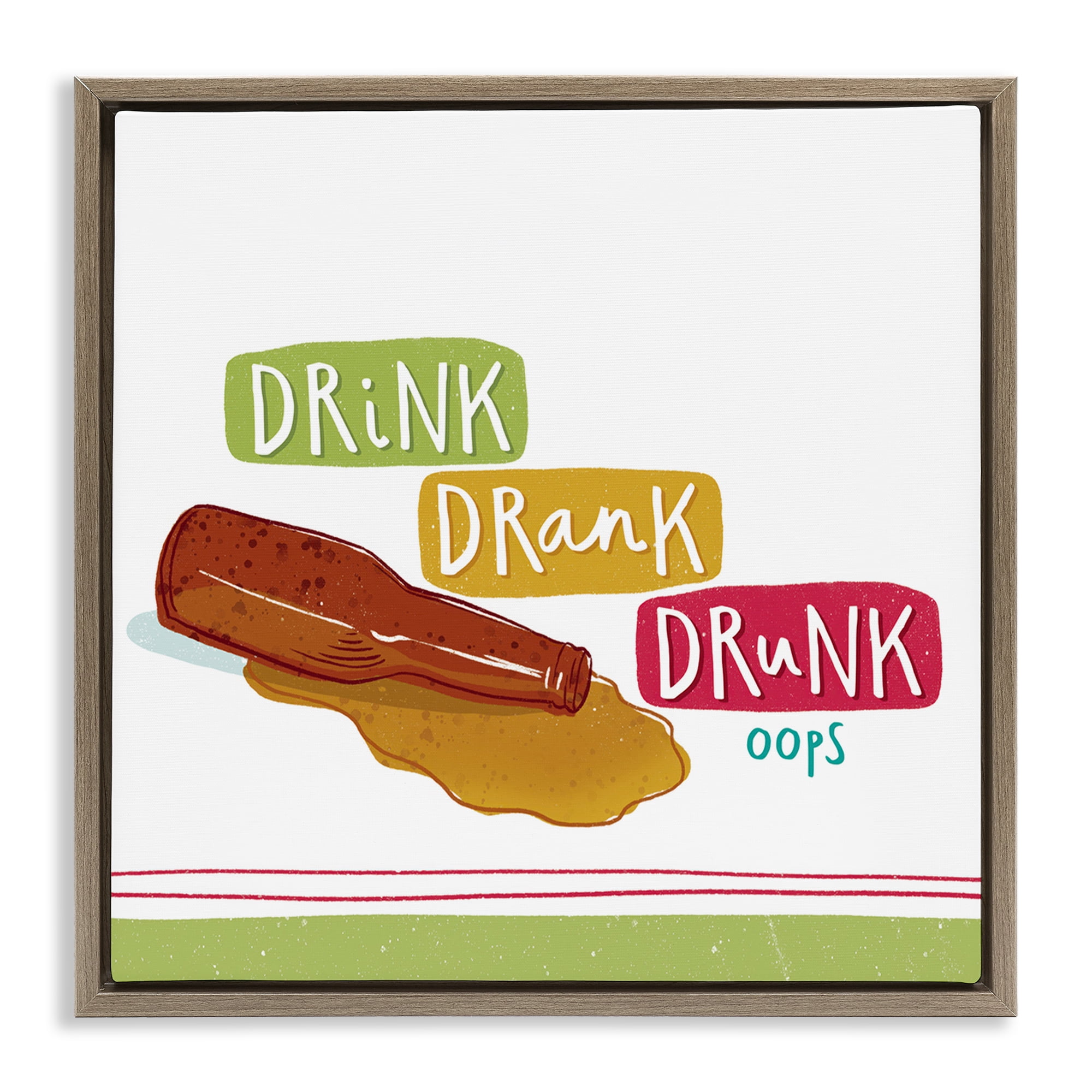 Stupell Industries Drink Drank Drunk Food & Beverage Painting Brown Floater Framed Canvas Art Print Wall Art, 25 x 25