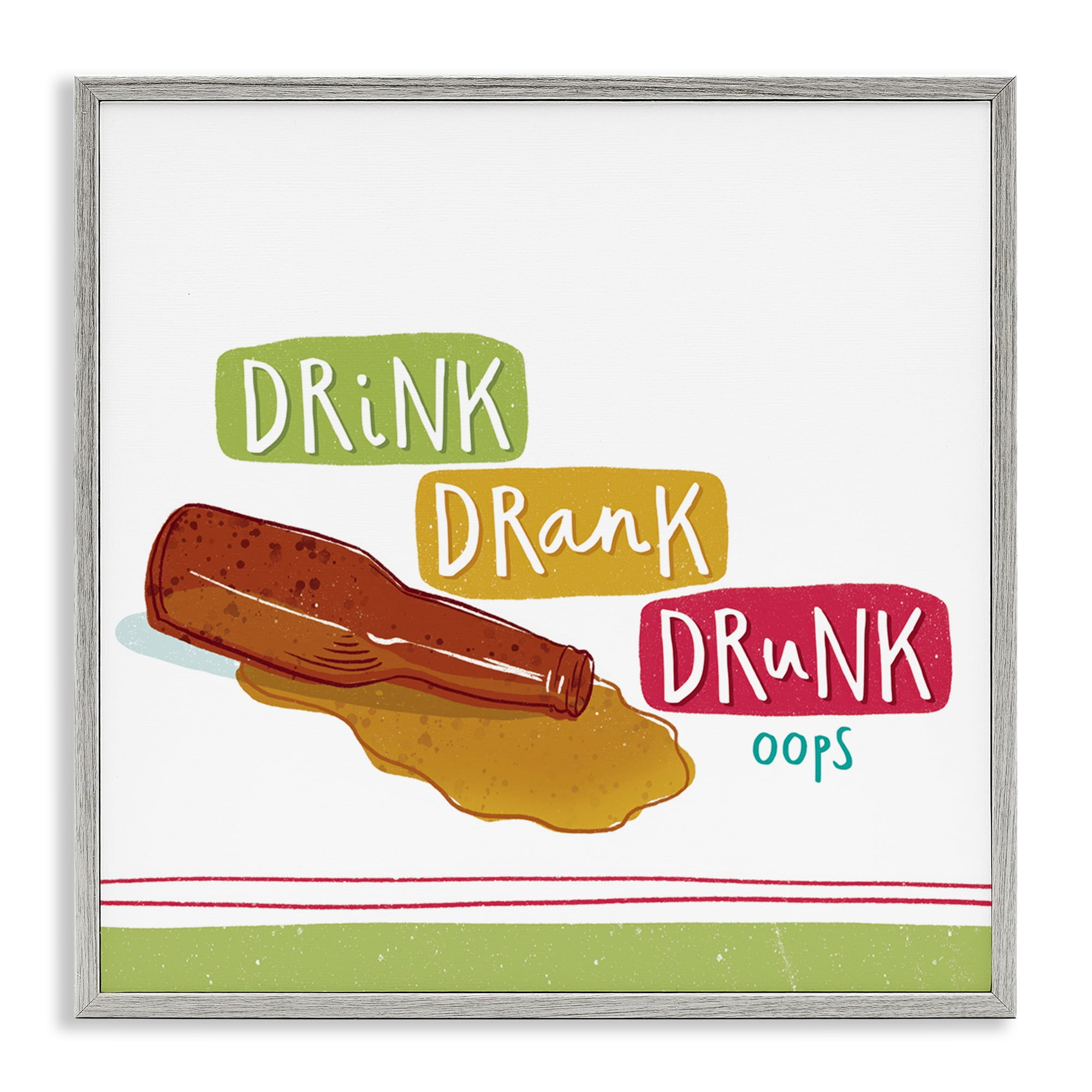 Stupell Industries Drink Drank Drunk Food & Beverage Painting Gray Framed Art Print Wall Art, 24 x 24
