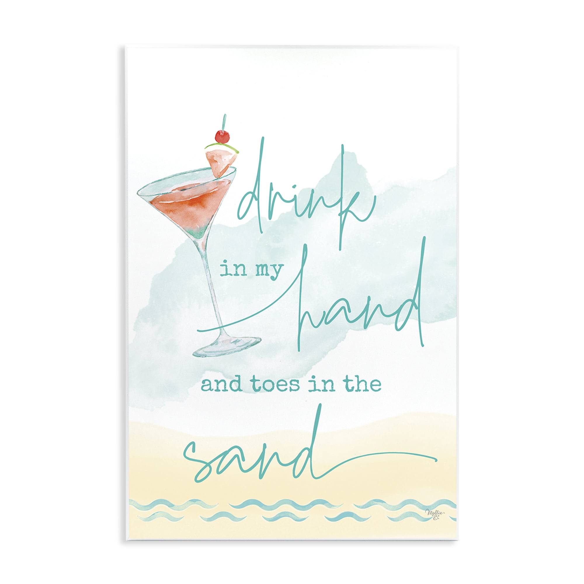Stupell Industries Drink & Sand Beach Sentiment Text & Numbers Painting Unframed Art Print Wall Art, 13 x 19