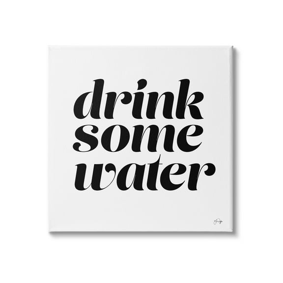 Stupell Industries Drink Some Water Motivational Phrase Minimal Bold Typography, 17 x 17,Design by Yass Naffas Designs