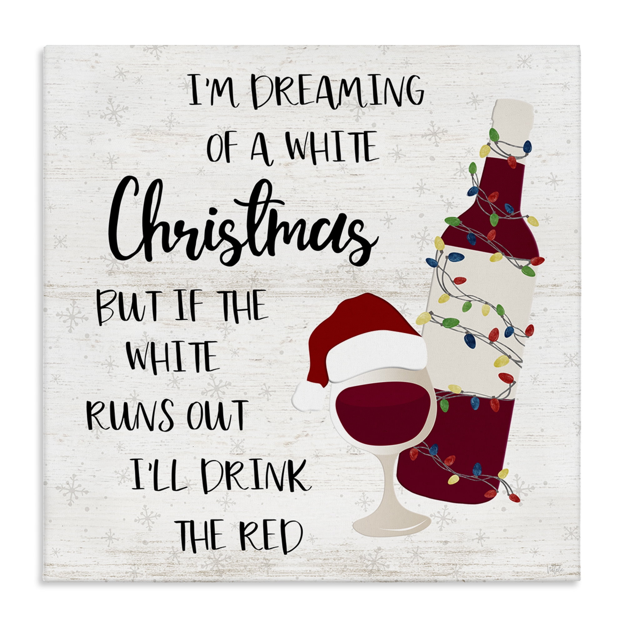 Stupell Industries Drink The Red Christmas Holiday Painting Gallery Wrapped Canvas Art Prints Wall Art, 24 x 24