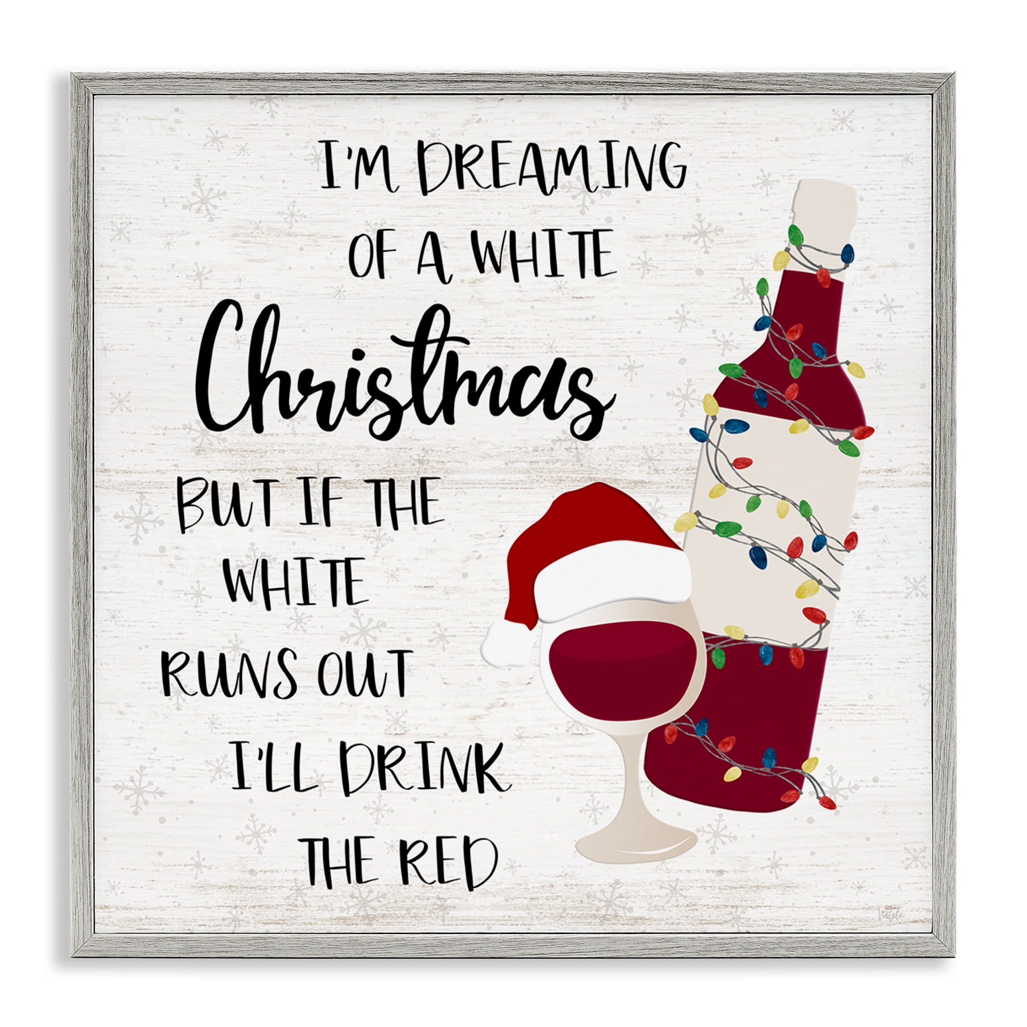 Stupell Industries Drink The Red Christmas Holiday Painting Gray Framed Art Prints Wall Art, 24 x 24
