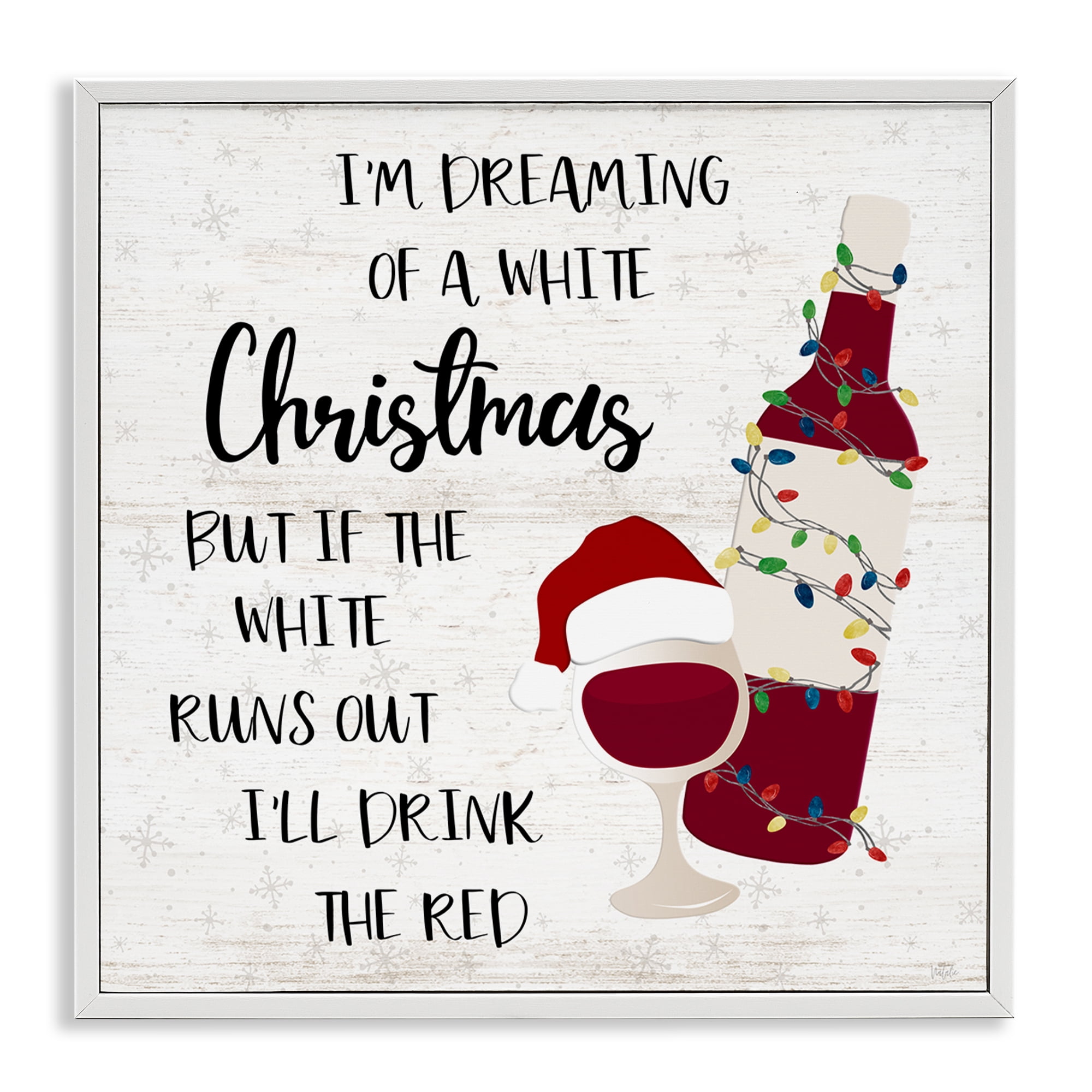 Stupell Industries Drink The Red Christmas Holiday Painting White Framed Art Prints Wall Art, 17 x 17