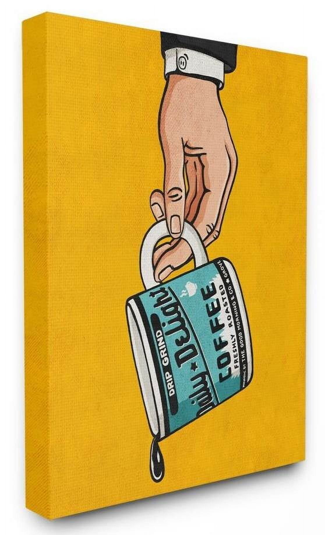 Stupell Industries Drip Coffee Cup Vintage Comic Book Yellow Blue Design Canvas Wall Art by Ester Kay