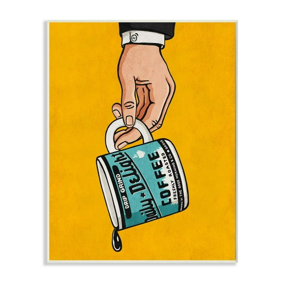 Stupell Industries Drip Coffee Cup Vintage Comic Book Yellow Blue Design Wall Plaque by Ester Kay