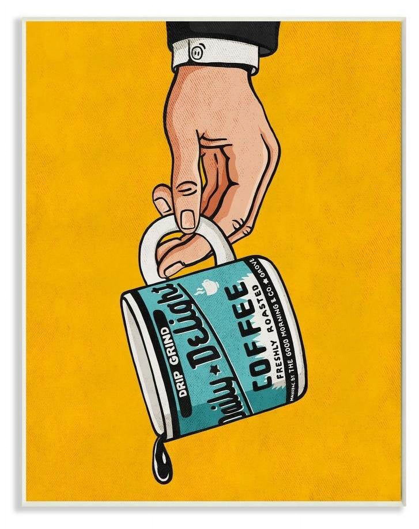Stupell Industries Drip Coffee Cup Vintage Comic Book Yellow Blue Design Wall Plaque by Ester Kay